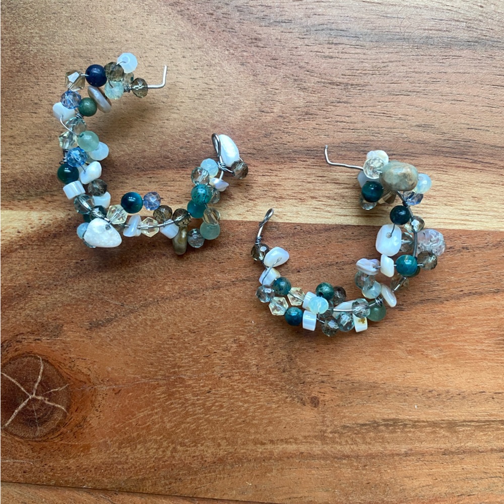 Handmade Beaded Crescent Earrings
